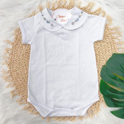 Body gola Bordada M C- Flores coloridas